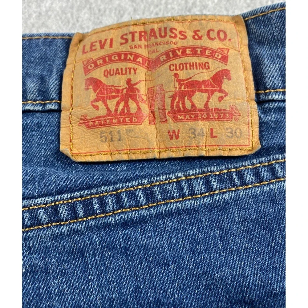 Levis 511 Jean Men 34x30 Slim Fit Tapered Leg Blue Med Wash Stretch (Fits 32x30)